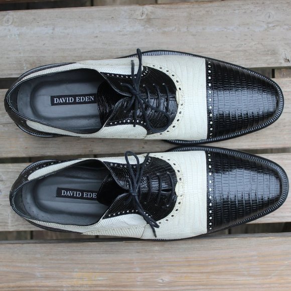 Black & White Genuine Lizard Spectator Cap Toe EUC - Picture 9 of 13